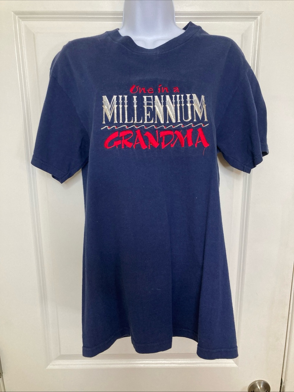Vintage MC Sportswear T Shirt Blue One in a Millennium Grandma Size M